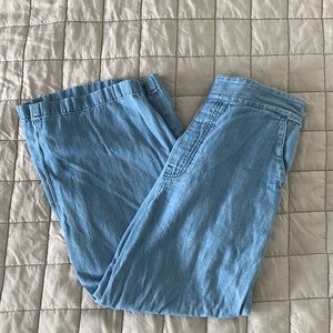 Madewell Wide Leg Crop Chambray Pants